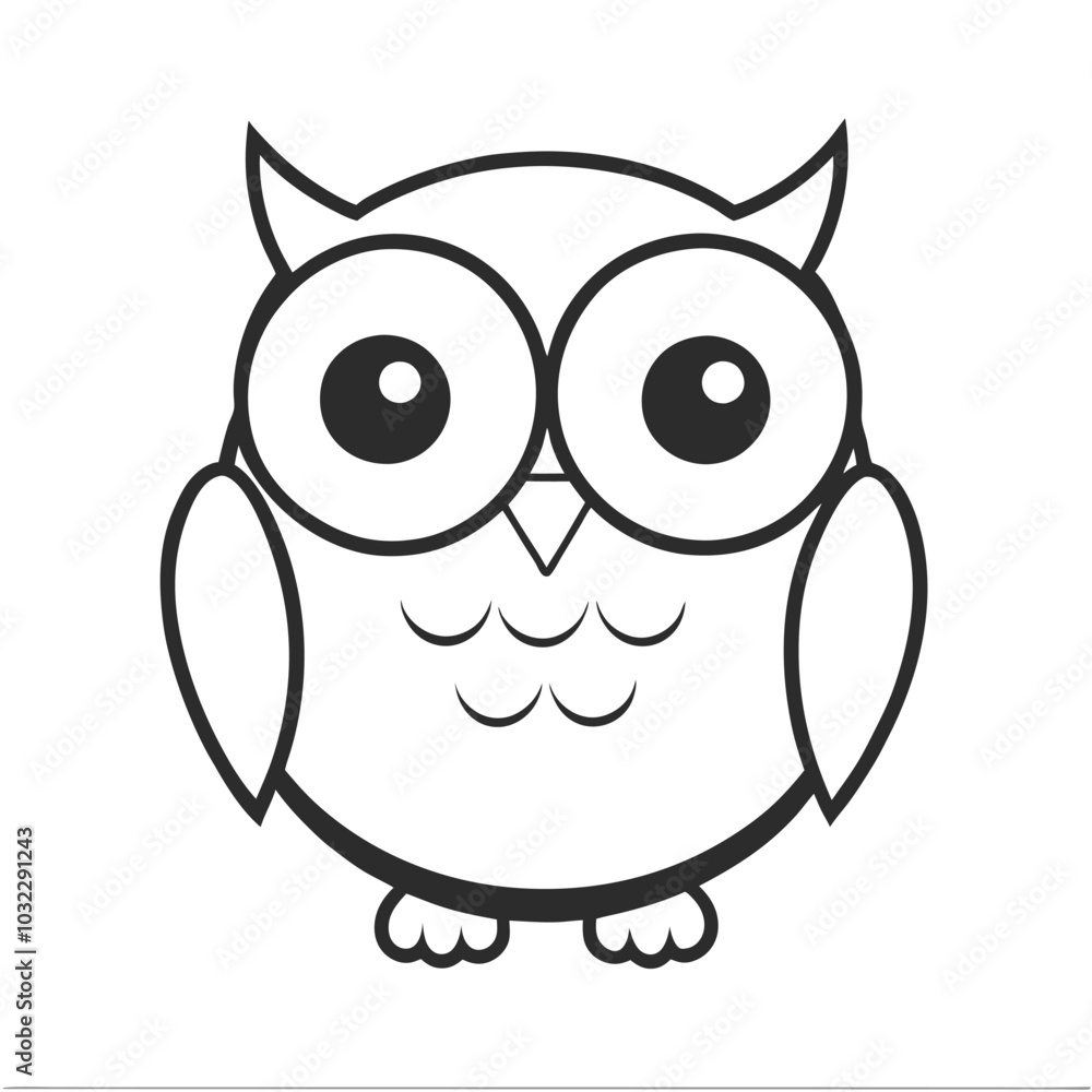Minimalist Cartoon Owl Vector Illustration with Clean Lines. Minimalist Cartoon Owl Vector Illustration with Clean Lines.