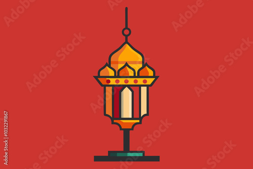  Intricate Arabic floor lamp. Intricate Islamic floor lamp vector illustration