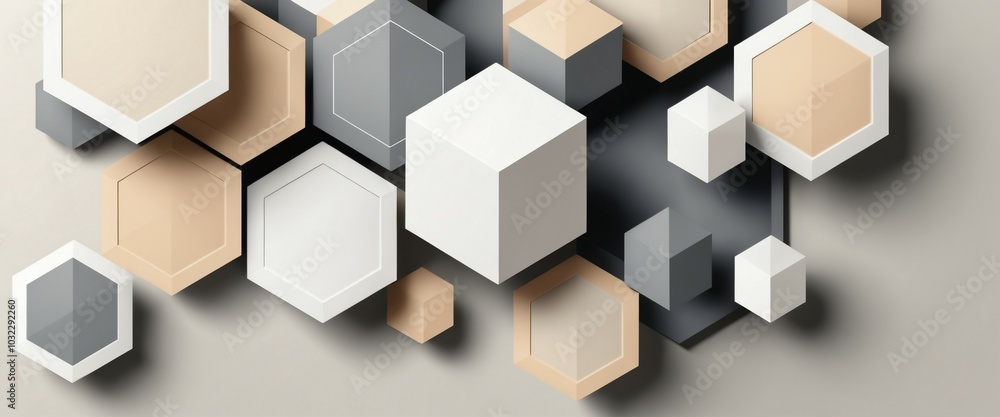 Professional banner with layered isometric shapes and deep shadow effects Professional banner with layered isometric shapes and deep shadow effects