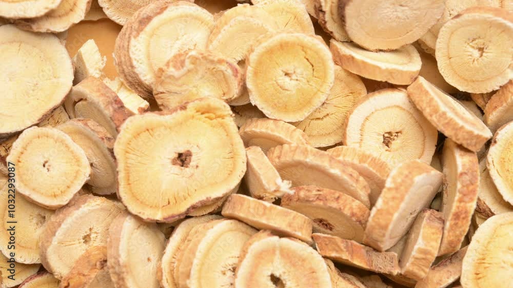 top pan herb BeiQi or Huang Qi or Radix Astragali or Astragalus Root at horizontal top pan herb BeiQi or Huang Qi or Radix Astragali or Astragalus Root at horizontal