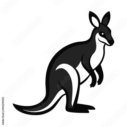 Solid color wallaby animal vector design