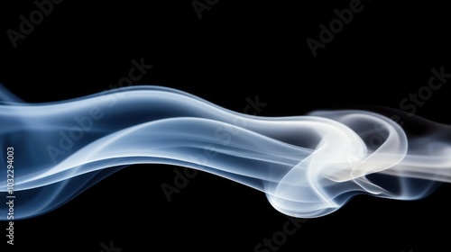 Abstract blue smoke swirls on a black background.