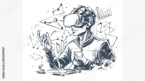 Integrating New Technologies Hand-drawn Vector Isolate