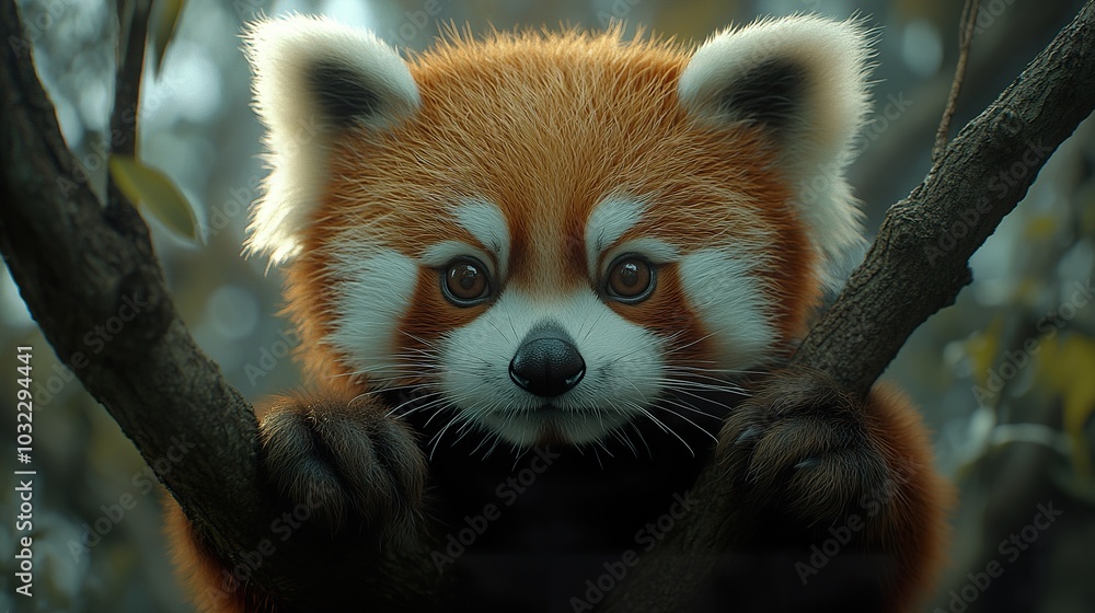 Adorable Red Panda Climbing Tree: Perfect for wildlife, animal, and nature themed projects. Adorable Red Panda Climbing Tree: Perfect for wildlife, animal, and nature themed projects.