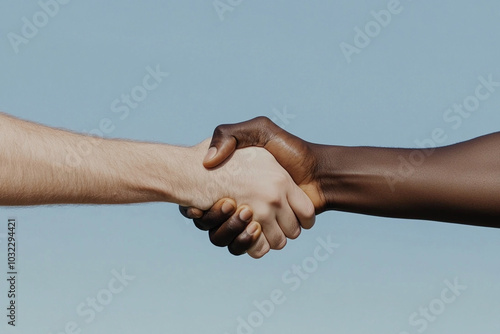 Handshake between two people of different races