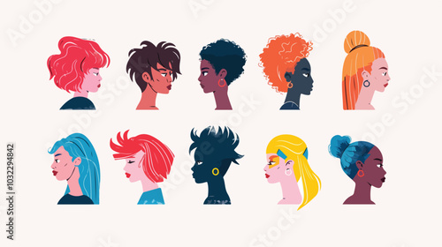 International Wig Day Cartoon Hand Drawn Style Flat Image
