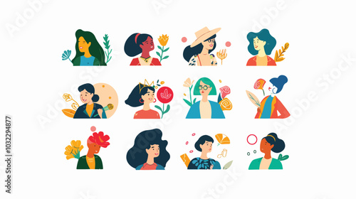 International Women's Day Icon Illustration of Women Shape