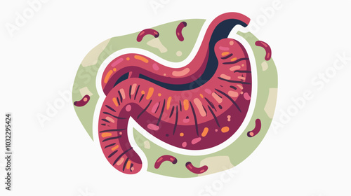 Intoxication in Stomach Flat Icon - Digestive Human Organs