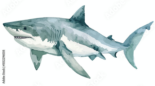 Elegant Invitation Design Template with White Shark Watercolor Illustration