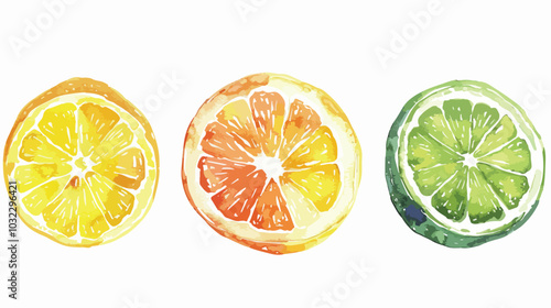 Vibrant Citrus Slice Watercolor Illustration