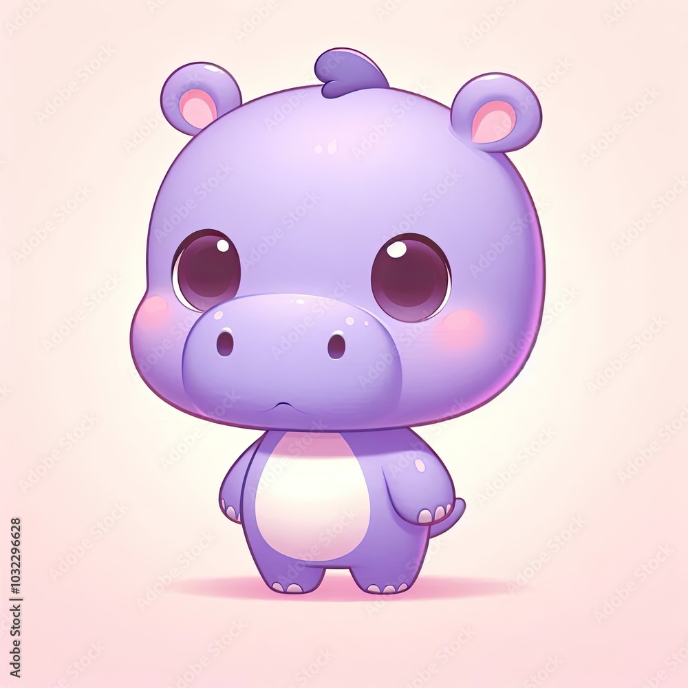Cartoon piggy hippopotamus illustration for baby zoo animal