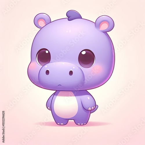 Cartoon piggy hippopotamus illustration for baby zoo animal