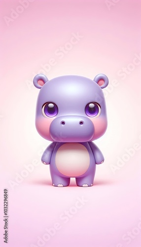 Cartoon piggy hippopotamus illustration for baby zoo animal