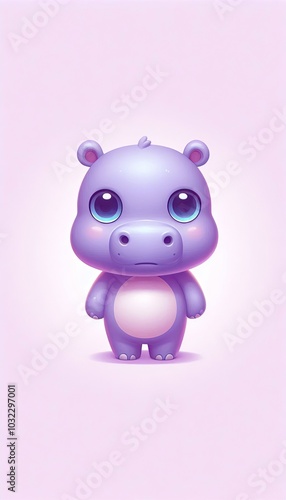 Cartoon piggy hippopotamus illustration for baby zoo animal