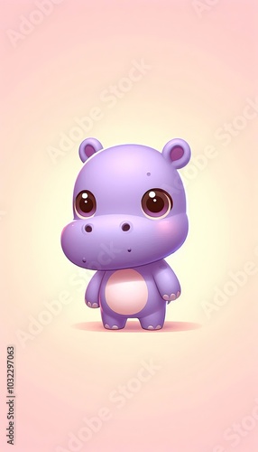 Cartoon piggy hippopotamus illustration for baby zoo animal