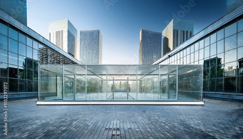 Building with empty glass showcase.