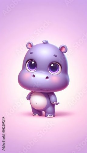 Cartoon piggy hippopotamus illustration for baby zoo animal