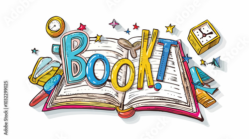 Creative Book Lovers Lettering Sticker Design Vector Illustration