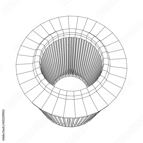 Car engine air filter. Auto spare part. Car care service maintenance. Wireframe low poly mesh vector illustration.