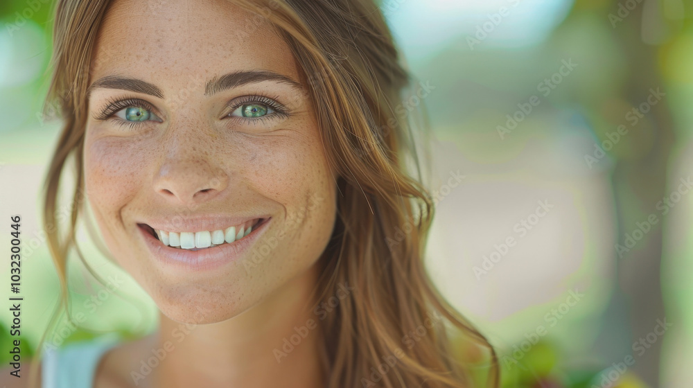 Fototapeta premium Beautiful young caucasian woman smiling