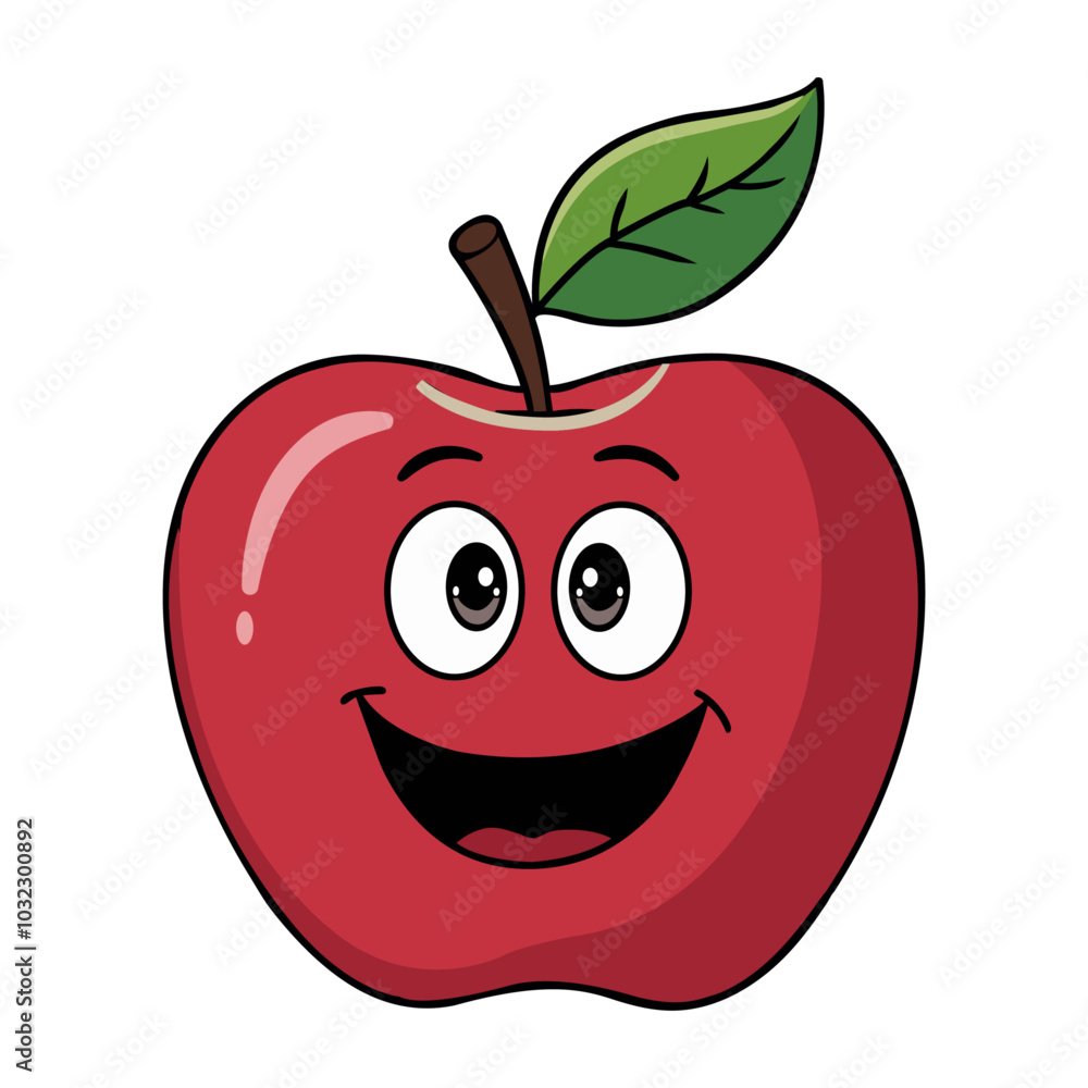 Cartoonish Smiling Apple Illustration Design Cartoonish Smiling Apple Illustration Design