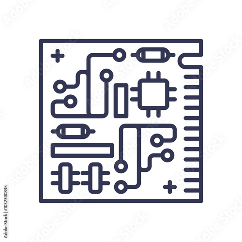 Circuit board illustration symbolizing technological integration.