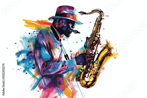 Vibrant Jazz Festival Background Party Poster with Single Clipart