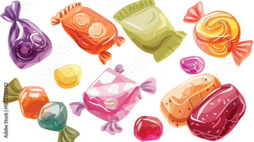 Colorful Jelly Gum Candies Package Vector Illustration