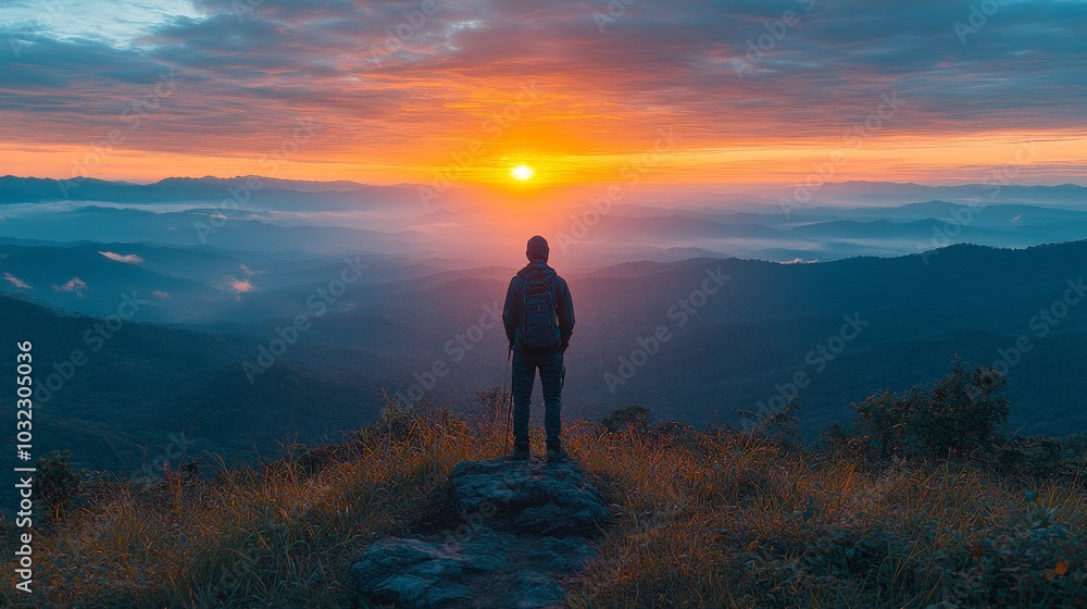 Thai sunset on the hills above Thale Mok View Point Thai sunset on the hills above Thale Mok View Point