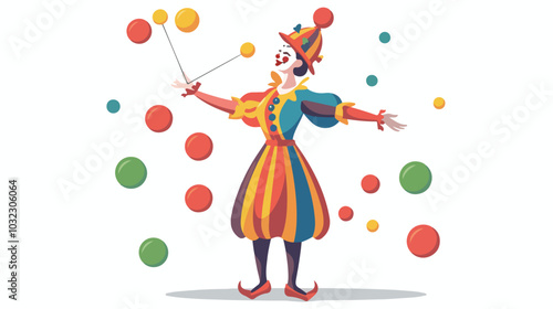 Professional Clown Juggling Woman Vector Illustration
