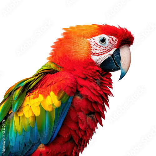 Wallpaper Mural Colorful parrot with vibrant feathers, white background. transparent background Torontodigital.ca