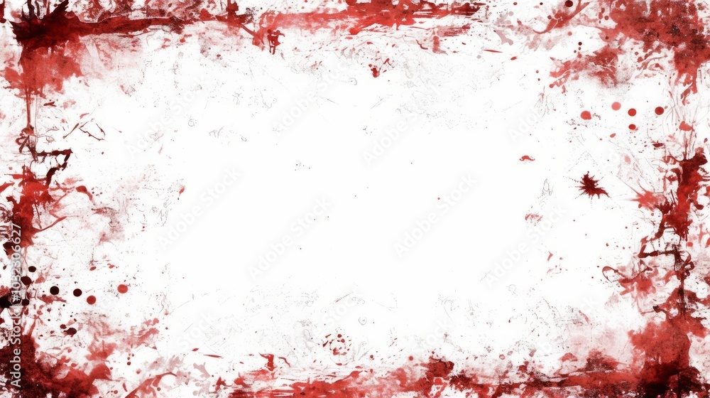 Abstract design featuring a blood-like splatter effect on a white background. Abstract design featuring a blood-like splatter effect on a white background.
