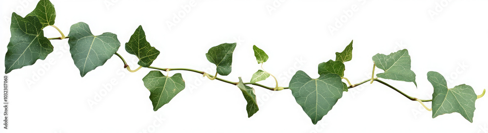 A branch of green ivy vine with leaves, isolated on a white background. A branch of green ivy vine with leaves, isolated on a white background.