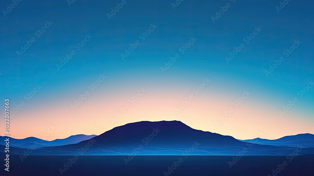 Serene mountain silhouette against a twilight sky Serene mountain silhouette against a twilight sky