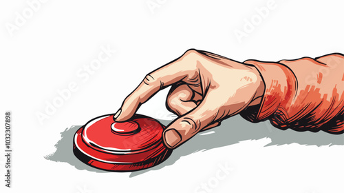 Handdrawn Vector of Push Button on White Background