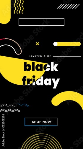 Motion graphic of flat black friday instagram posts collection
