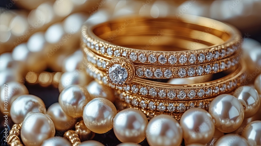 Elegant Still Life with Pearl and Jewel Accents Elegant Still Life with Pearl and Jewel Accents