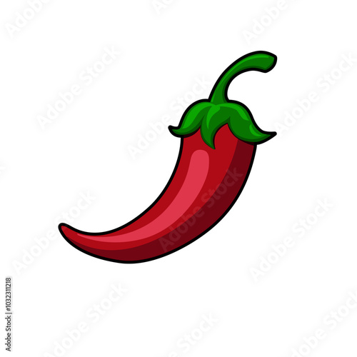 Red chilli vector red color flat style isolated on white background. Chilli icon.