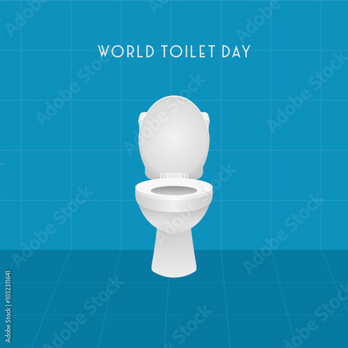 World Toilet Day, with an illustration of a white toilet in a bathroom