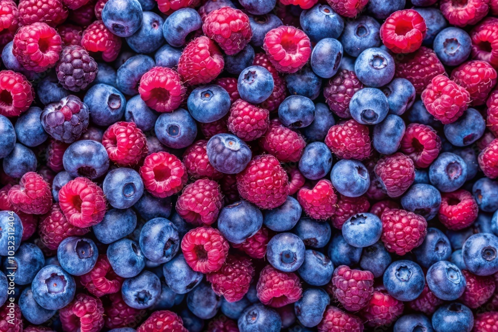 blueberries and raspberries background blueberries and raspberries background