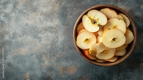 a small bowl filled with dried apples, arranged aesthetically