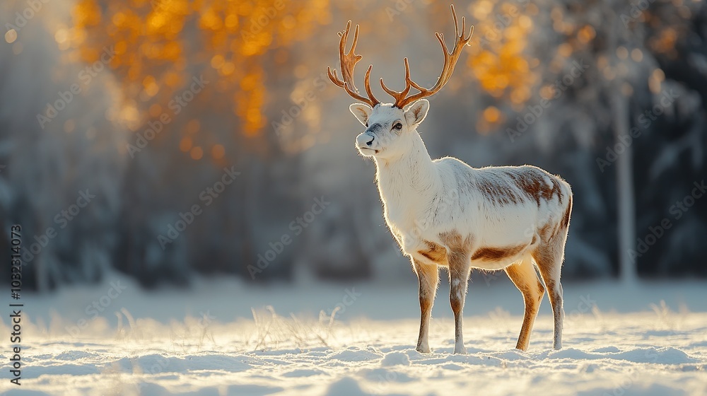 Regal Reindeer Standing in a Snowy Landscape Regal Reindeer Standing in a Snowy Landscape