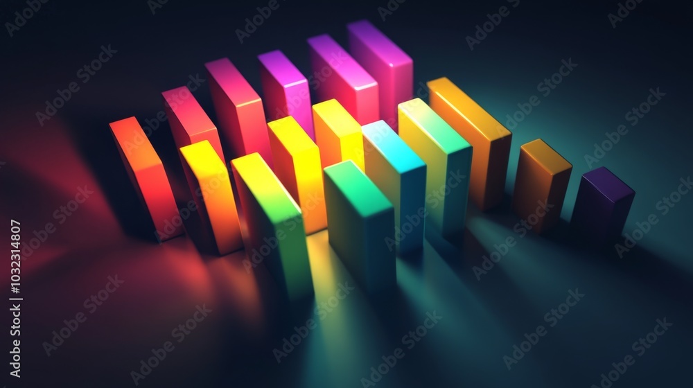 Obraz premium Colorful 3D Bars with Shadows and Highlights