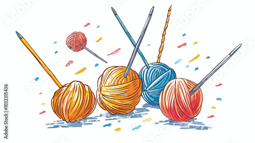 Knitting Needles Vector Illustration Hand-drawn Process Design