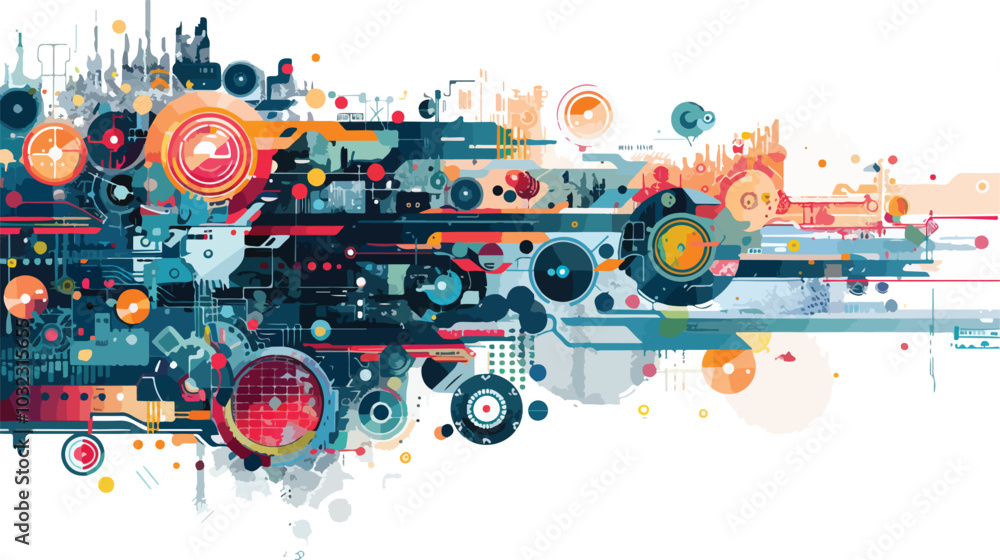 Obraz premium Innovative Technologies Integration Flat Design