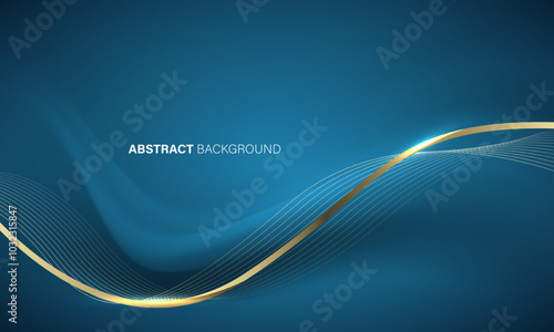 Abstract blue gold light luxury wave curve with blank space for text place design modern creative background vector