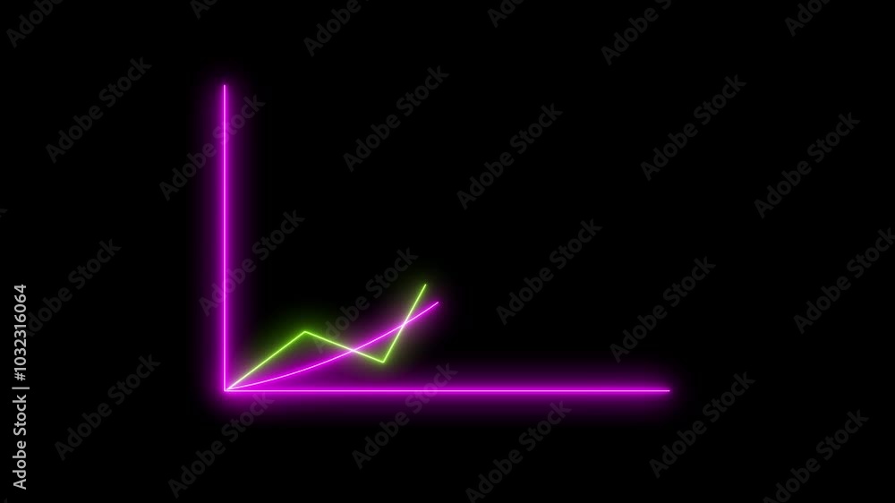Abstract neon business graph chart magenta red animation. Black background 4k video. Abstract neon business graph chart magenta red animation. Black background 4k video.