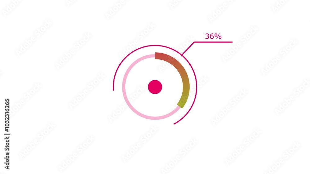 loading icon animation magenta red color 50% circle. storage pie chart colorful on white background. loading icon animation magenta red color 50% circle. storage pie chart colorful on white background.