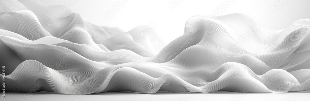Abstract flowing white waves with a smooth, textured surface creating a fluid, dynamic motion effect Generative AI Abstract flowing white waves with a smooth, textured surface creating a fluid, dynamic motion effect Generative AI