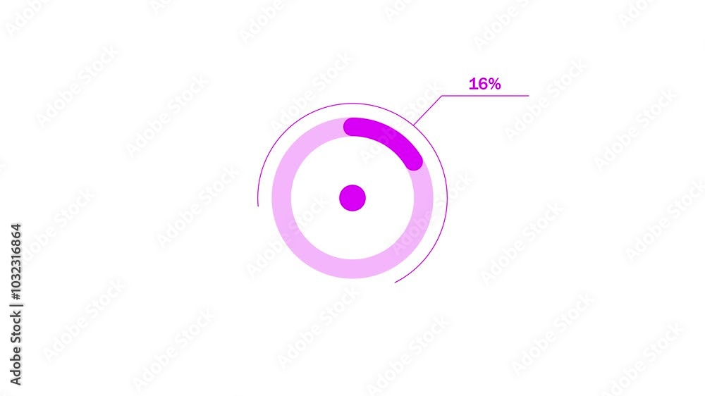 loading icon animation magenta red color 23% circle. magenta red color storage pie chart on white background. loading icon animation magenta red color 23% circle. magenta red color storage pie chart on white background.